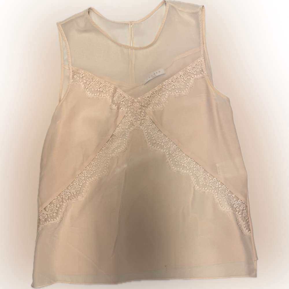 Sandro Cream Sheer Blouse | Sz 3 | US Sz 8